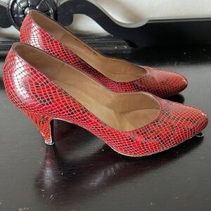 Red Snakeskin Pattern Heels